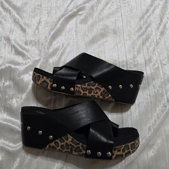Corkys Black Leopard Platform Sandals Size 8 NWOB - Picture 7 of 9